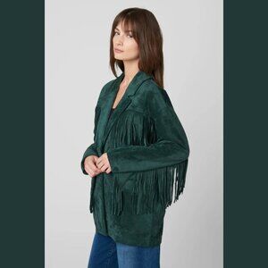 BlankNYC Faux Suede Fringe Deep Dive Coat